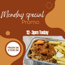 Monday Lunch Special From 3000rwf (12-3pm)