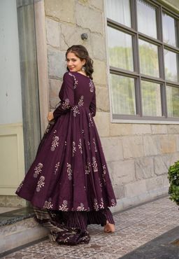 Cotton Angrakha Anarkali Set Kurta