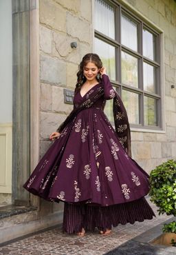 Cotton Angrakha Anarkali Set Kurta