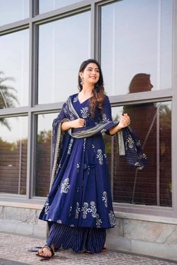 Cotton Angrakha Anarkali Set Kurta