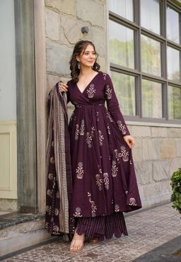 Cotton Angrakha Anarkali Set Kurta