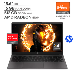 HP 255 G10 / AMD RYZEN 5 7520U / RAM 16 GB DDR5 / SSD 512 GB Nvme / 15.6" HD