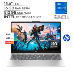 HP 15 FD0276LA / INTEL Core i7 1355U 13Va Generación / RAM 16 GB DDR4 / SSD 512 GB Nvme / 15.6" FHD 1080P