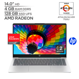 HP 14 EM0002WM / AMD ATHLON SILVER 7120U / RAM 4 GB LPDDR5 / SSD 128 GB UFS / 14.0" HD / WINDOWS 11