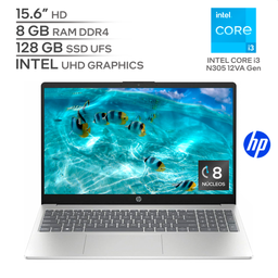HP 15 FD0113DX / INTEL Core i3 N305 12Va Generación / RAM 8 GB DDR4 / SSD 128 GB UFS / 15.6" HD / WINDOWS 11