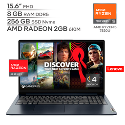 LENOVO IDEAPAD 1 15AMN7 / AMD RYZEN 5 7520U / RAM 8 GB DDR5 / SSD 256 GB Nvme / 15.6" FHD 1080P / WINDOWS 11