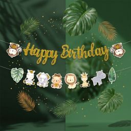 Happy Birthday Backdrop – Jungle \ Animals theme Cutouts 