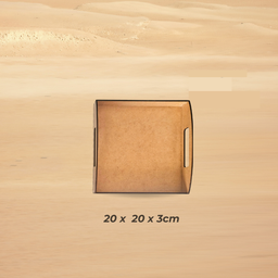 Wooden varnished activity tray with handles - 20 x 20 x 3cm