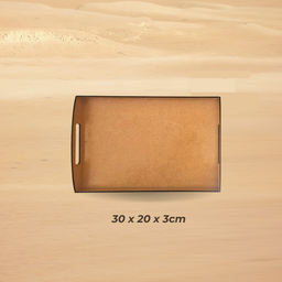 Wooden varnished activity tray with handles - 30 x 20 x 3cm