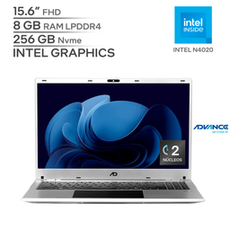 ADVANCE NV9855 / INTEL N4020 11Va Generación / RAM 8 GB DDR4 / SSD 256 GB Nvme / 15.6" FHD / WINDOWS 11