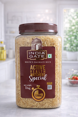 INDIA GATE BROWN BASMATI RICE 1 KG JAR 