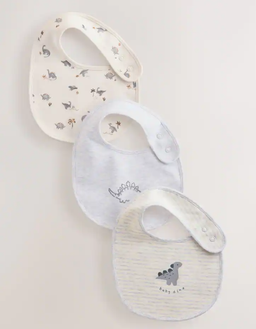 Grey Dinosaur Baby Bibs 3 Pack | Next