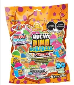 HUEVO DINO SORPRESA +TATTOO DELICIAS BSA C/50 PZS