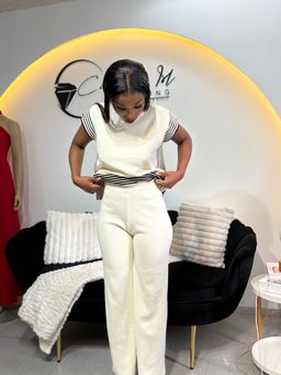 Contrast striped co ord