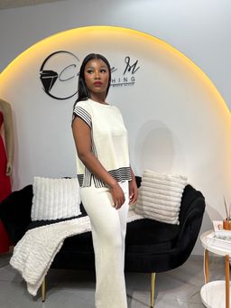 Contrast striped co ord