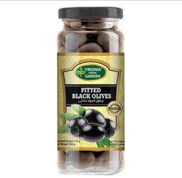 Virginia green garden pitted black olives 340g