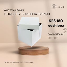 12inch by 12inch by 12inch Kraft White Cake Boxes - 5 Pack 