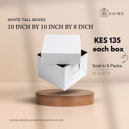 10inch by 10inch by 8inch Kraft White Cake Boxes - 5 Pack