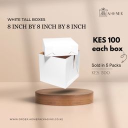 8inch by 8inch by 8inch Kraft White Cake Boxes - 5 Pack 