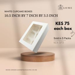6-Hole White Window Lid Cupcake Boxes - 5 Pack  