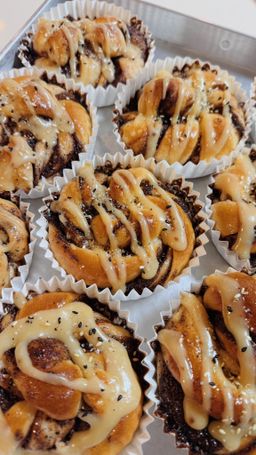 Black Sesame Miso Cinnamon Bun