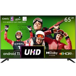 CHiQ 65 inch Android TV, 4K UHD, Hands-Free Voice Control smart TV, HDR 10, Dolby Vision, Prime Video, YouTube, works with Alexa, Google Assistant, HDMI/USB/CI+, Triple Tuner