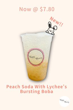 Peach Soda With Lychee Bursting Boba