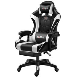 Cadeira Gamer com Encosto Ajustável, Cadeira Executiva Ergonômica para Escritório, Cadeira de Corrida com Altura Ajustável para Máxima Experiência de Jogo (Preto e Branco)