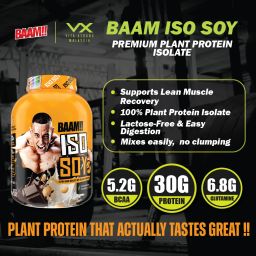 BAAM!!™ ISO-SOY Plant Protein Isolate (1lb / 0.45kg) | 30g Soy Isolate Protein • Vegan • Lactose-Free • Lab-Tested Premium Plant Protein [VX]
