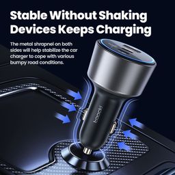 Toocki 200W Max Car Charger 3 Ports 2USB-C 1USB-A with LED Display