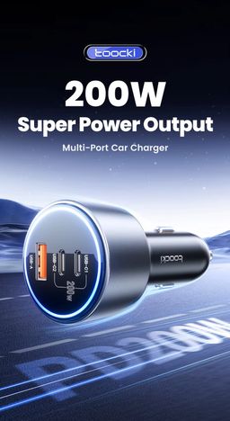 Toocki 200W Max Car Charger 3 Ports 2USB-C 1USB-A with LED Display