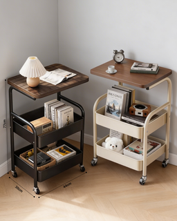 10500056 - WOODEN TABLE TOP TROLLEY CART