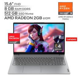 LENOVO V15 G4 AMN / AMD RYZEN 3 7320U / RAM 8 GB DDR5 / SSD 512 GB Nvme / 15.6" FHD 1080P / WINDOWS 11