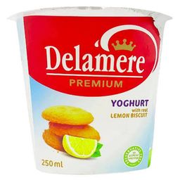 Delamere yoghurt lemon biscuit 250ml