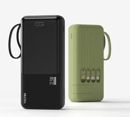 TECNO L201Q 20000MAH POWERBANK WITH INTERGRATED CABLES, MICRO,LIGHTNING,TYPE-C & USB-A
