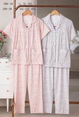 Purple flowers short sleeves pajama set 