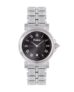 ساعة رجالية صناعة سويسرية ماركة مونتانا فضي مينا اسود موديل M170187G