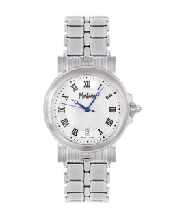 ساعة رجالية صناعة سويسرية ماركة مونتانا فضي مينا أبيض موديل M170187G