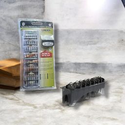 SET DE 8 GUÍAS DE CORTE CON CLIP METÁLICO