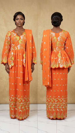 Robe dentelle orange