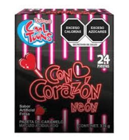 PALETA CON CORAZON NEON COOL TOONS DISP C/24 PZS
