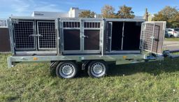 Remolque de plataforma EDUARD con jaula para perros – 2 compartimentos