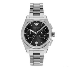 Armani Stainless Steel Watch with Black Chronograph Dial