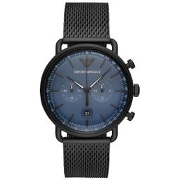 Armani Aviator Chronograph Blue Dial Black Mesh Bracelet