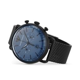 Armani Aviator Chronograph Blue Dial Black Mesh Bracelet