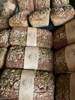 Rye sourdough loaf with seeds and nuts