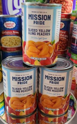 Mission Pride slice yellow cling peaches 🍑 in extra light syrup 