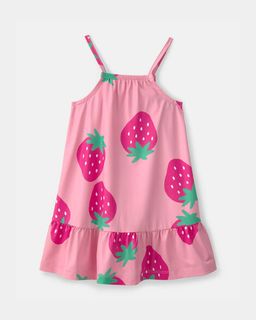 Toddler Girl Strawberry Swim Dress Coverup - Pink