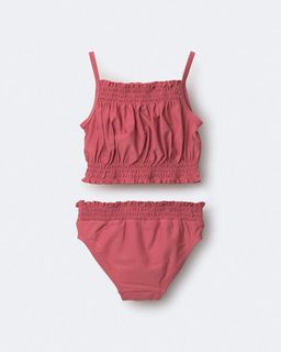 Toddler Girl Smocked Tankini Set - Rose
