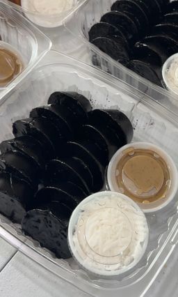 Black Kutsinta with Yema and Grated Coconut 